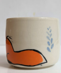 fox bunny mug handleless handmade