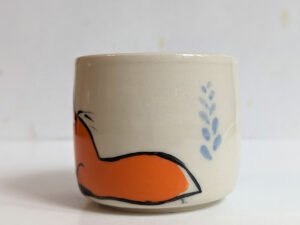 fox bunny mug handleless handmade