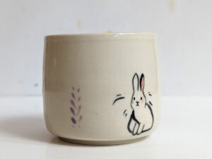 fox bunny mug handleless handmade