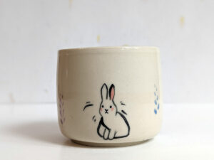 fox bunny mug handleless handmade