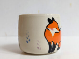 fox bunny mug handleless handmade