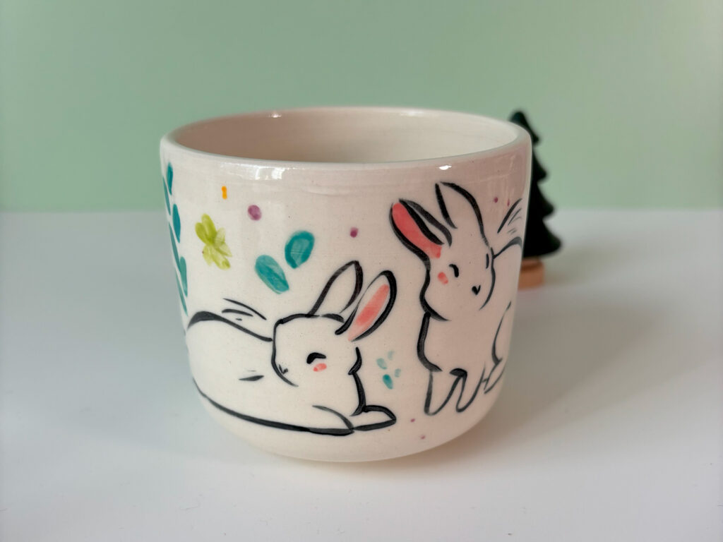 white bunnies cup
