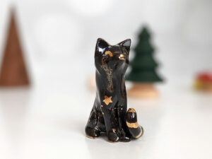 star dust cat figurine porcelain handmade