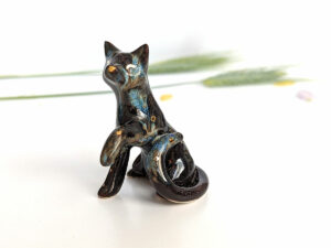 star dust cat figurine porcelain handmade