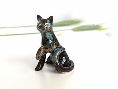 star dust cat figurine porcelain handmade
