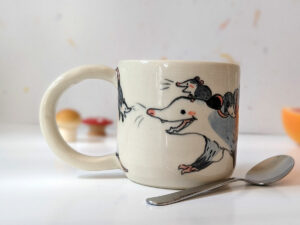 handmade mug opossum family kness cute