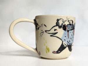 adorable opossum family mug - cute pottery by kness