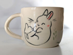 white bunnies mug ceramic