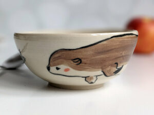 handmade stoneware bowl otter