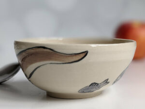 handmade stoneware bowl otter