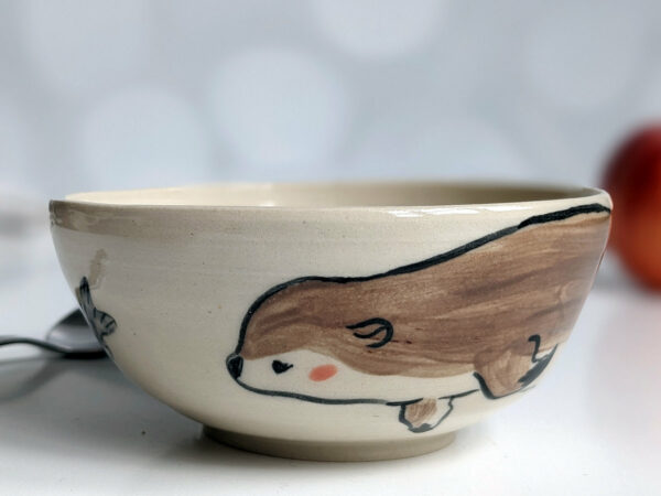 handmade stoneware bowl otter