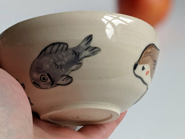 handmade stoneware bowl otter