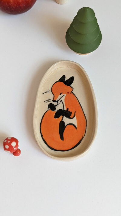 red fox porcelain catch all