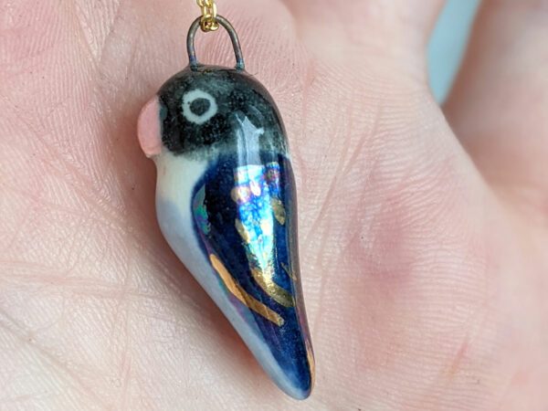 porcelain pendant lovebird one of a kind