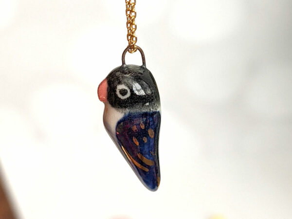 porcelain pendant lovebird one of a kind