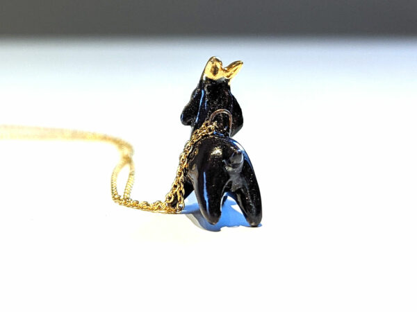 Black Phillip porcelain pendant with gold