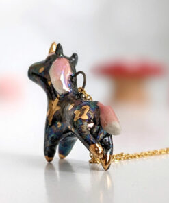 unicorn porcelain pendant