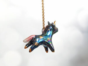 unicorn porcelain pendant