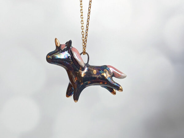 unicorn porcelain pendant