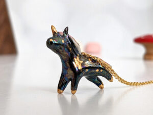 unicorn porcelain pendant