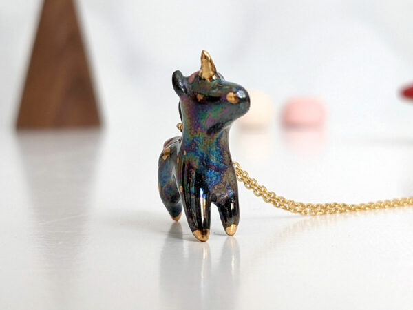 unicorn porcelain pendant