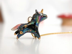 unicorn porcelain pendant