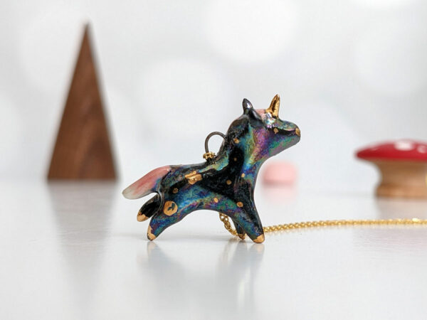 unicorn porcelain pendant