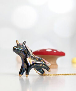 unicorn porcelain pendant
