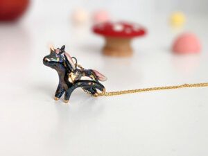 unicorn porcelain pendant