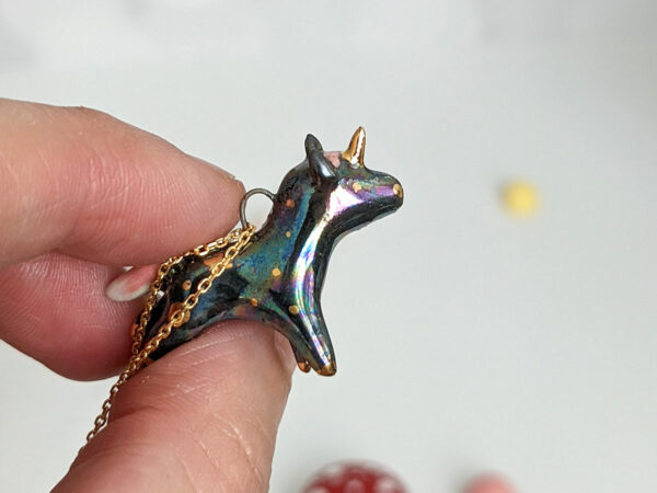 unicorn porcelain pendant