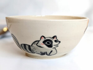 handmade raccoon bowl porcelain
