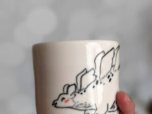 ceramic stegosaurus mug handle less handmade