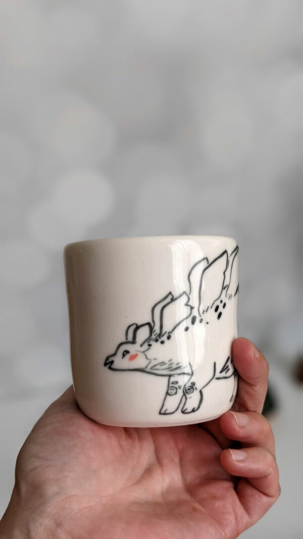 ceramic stegosaurus mug handle less handmade