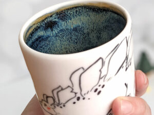 ceramic stegosaurus mug handle less handmade