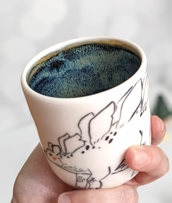 ceramic stegosaurus mug handle less handmade