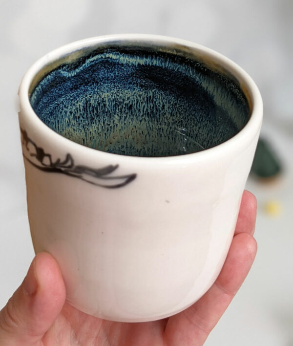 ceramic stegosaurus mug handle less handmade