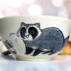 handmade cute raccoon bowl stonewware