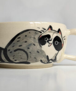 stoneware handmade tea cup raccoon