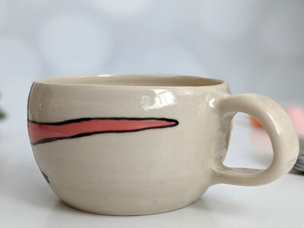 stoneware handmade tea cup opossum