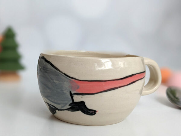 stoneware handmade tea cup opossum