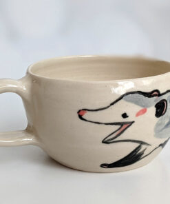 stoneware handmade tea cup opossum