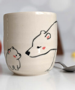 polar bear cup handmade ceramics kness