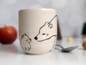 polar bear cup handmade ceramics kness