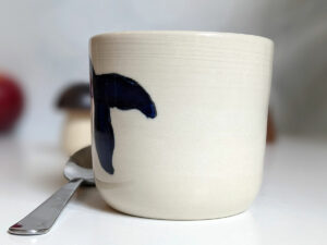 white porcelain whale cup handmade pottery