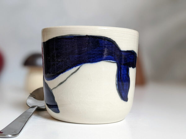 white porcelain whale cup handmade pottery