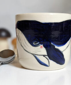 white porcelain whale cup handmade pottery