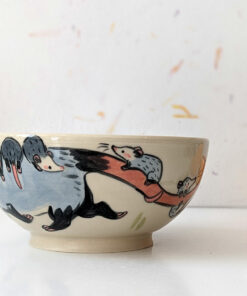 opossum family bowl large handmade kness