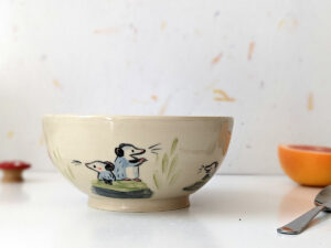 opossum family bowl large handmade kness