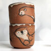 otter cup red clay white glaze cute ceramics kness