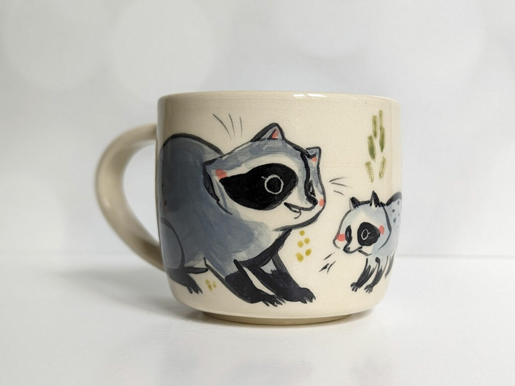 cute mug potter kness raccoon family